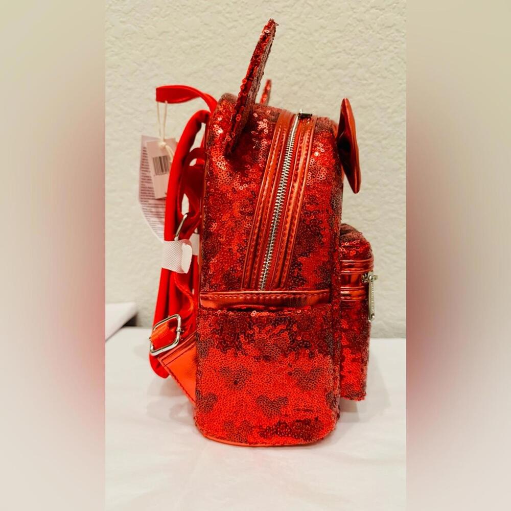 Loungefly Red Sequin Backpack With Bow - image 5